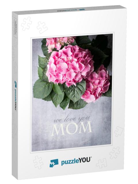 We Love You Mom Message on Top of Beautiful Floral... Jigsaw Puzzle