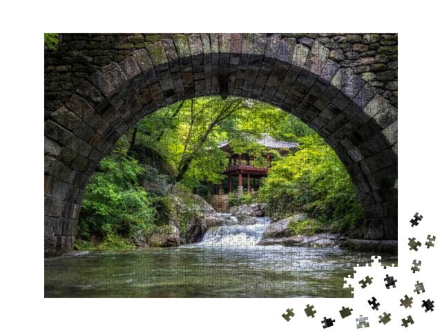 Seungseongyo Bridge & the Famous Korean Pavilion Over the... Jigsaw Puzzle with 1000 pieces