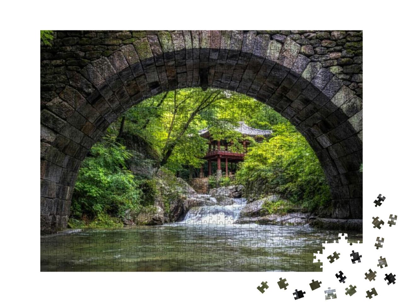 Seungseongyo Bridge & the Famous Korean Pavilion Over the... Jigsaw Puzzle with 1000 pieces