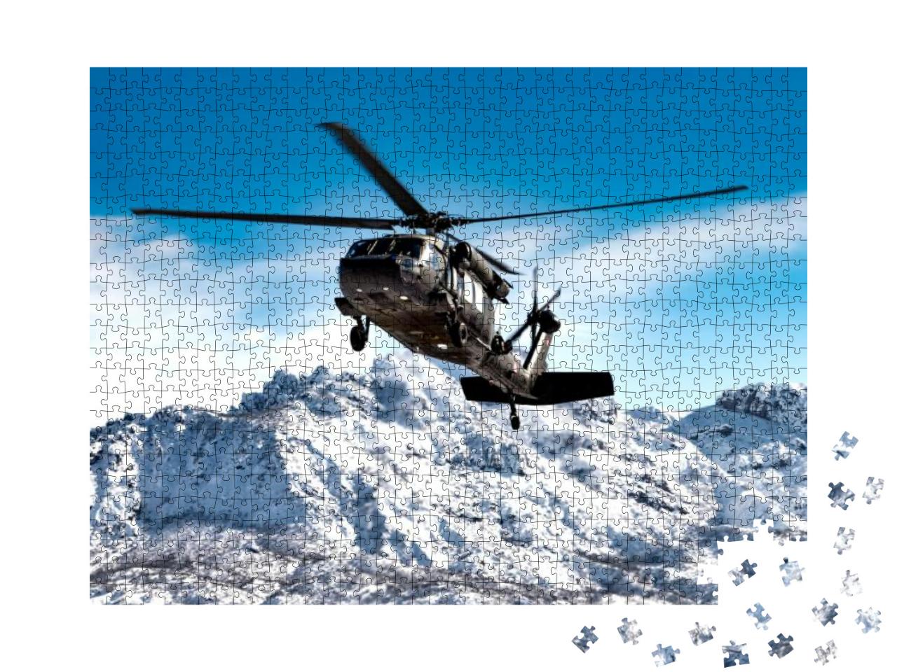 Military Helicopter in the Air... Jigsaw Puzzle with 1000 pieces