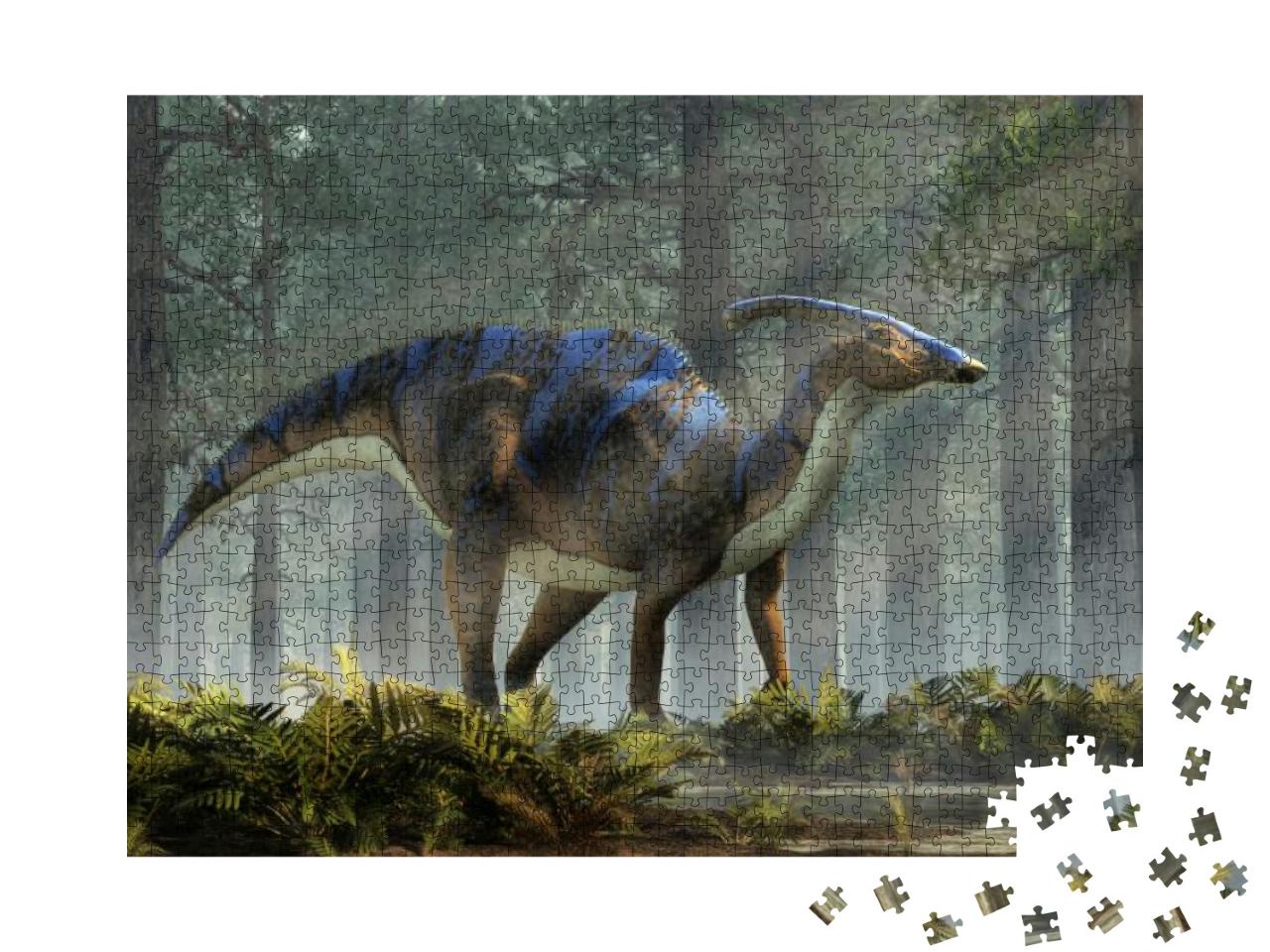 A Parasaurolophus, a Type of Herbivorous Ornithopod Dinos... Jigsaw Puzzle with 1000 pieces