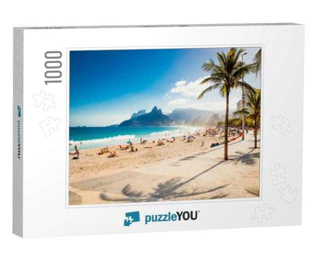 Palms & Two Brothers Mountain on Ipanema Beach in Rio De... Jigsaw Puzzle with 1000 pieces