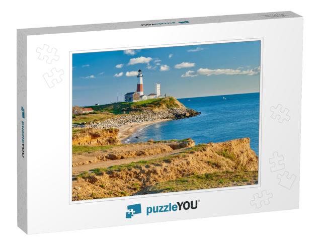 Montauk Lighthouse & Beach, Long Island, New York, Usa... Jigsaw Puzzle