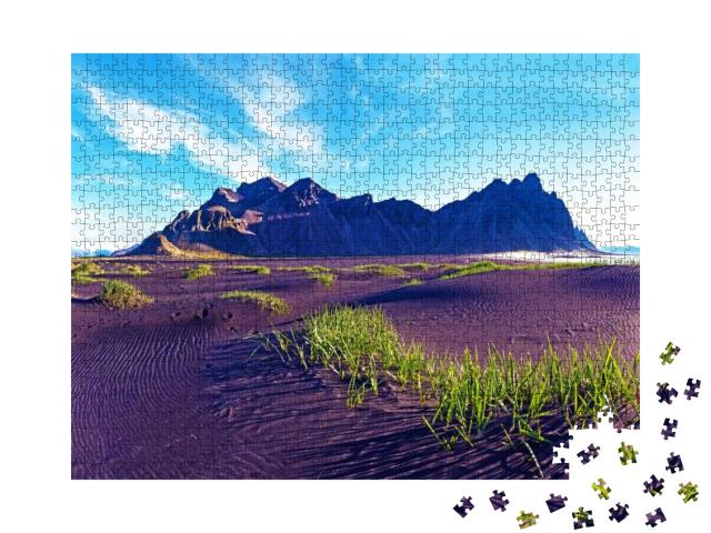 Scenic Landscape with Most Breathtaking Mountains Vestrah... Jigsaw Puzzle with 1000 pieces