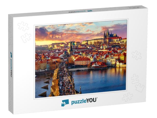 Panoramic View Above At Charles Bridge Prague Castle & Ri... Jigsaw Puzzle