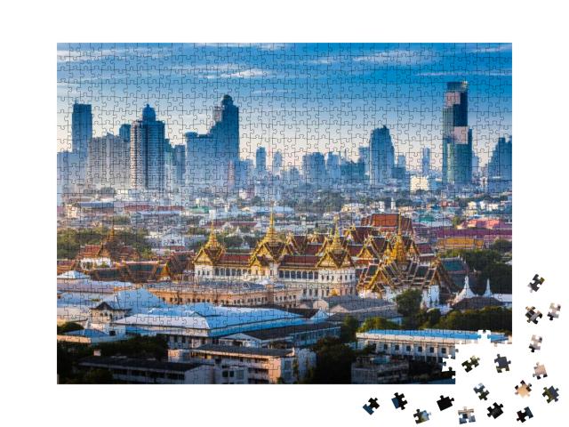The Golden Grand Palace of Bangkok. with Skyscraper View... Jigsaw Puzzle with 1000 pieces