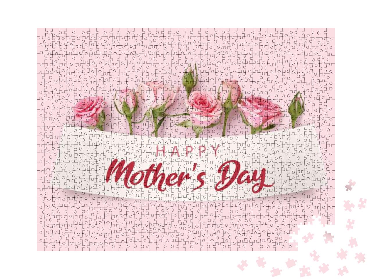 Mothers Day Greeting Card with Blossom Flowers. R... Jigsaw Puzzle with 1000 pieces