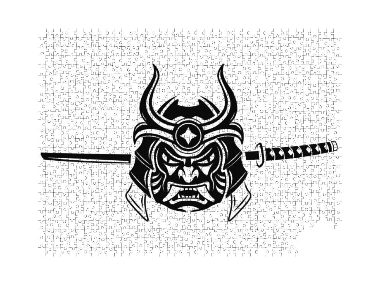 Samurai Warrior with Katana Sword. Samurai Mask Japanese... Jigsaw Puzzle with 1000 pieces