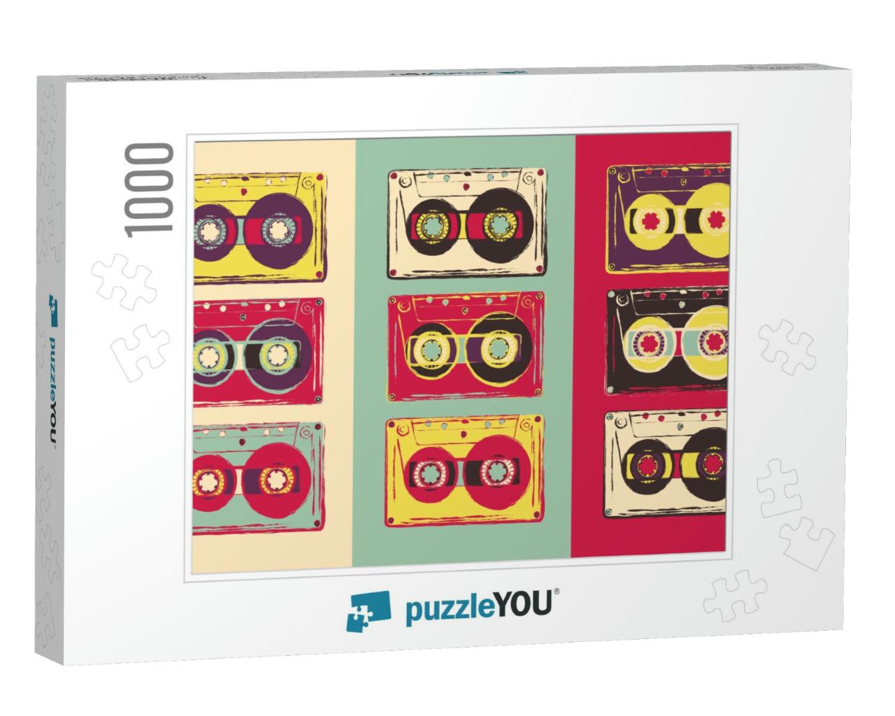 Set of Retro Audio Cassettes, Pop Art Style. Vector Image... Jigsaw Puzzle with 1000 pieces
