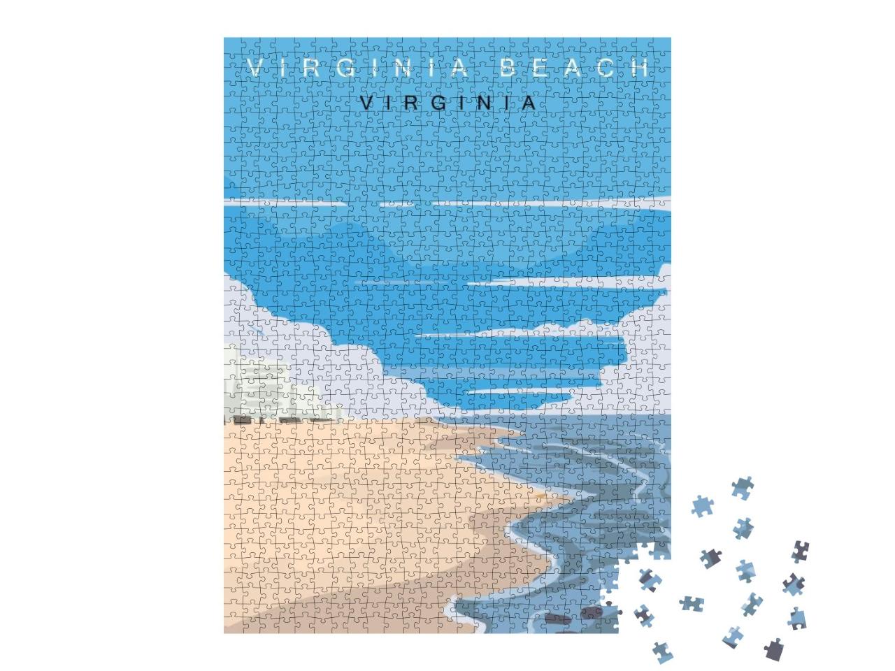 Virginia Beach Modern Vector Poster. Virginia Landscape I... Jigsaw Puzzle with 1000 pieces