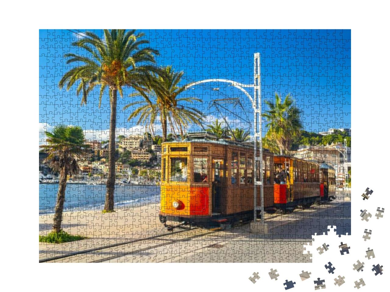 The Famous Orange Tram Runs from Soller to Port De Soller... Jigsaw Puzzle with 1000 pieces