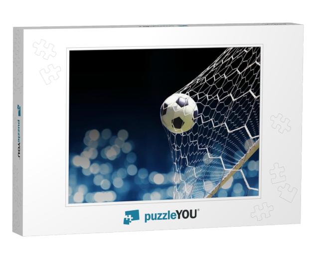 soccer ball in goal Jigsaw Puzzle