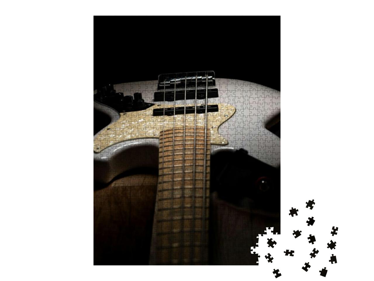 Guitar with Spot Light in the Dark Studio... Jigsaw Puzzle with 1000 pieces