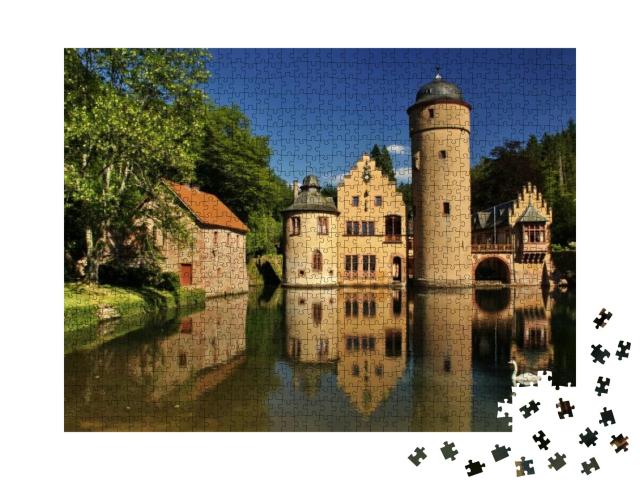 Mespelbrunn Castle Germany Spessart with Mirror Reflectio... Jigsaw Puzzle with 1000 pieces