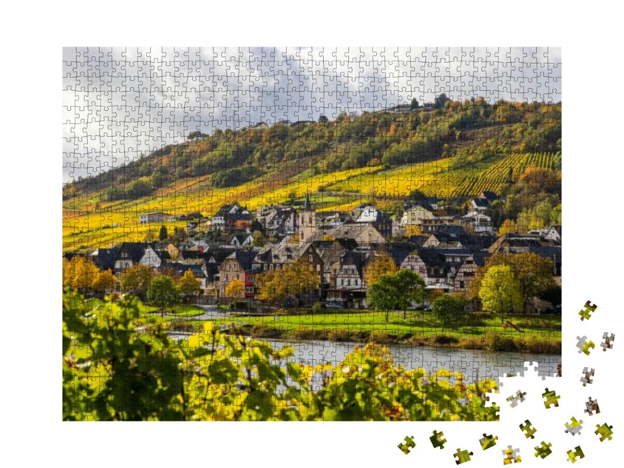 Moselle Landscape & Vineyards in Golden Autumn Colors, Tr... Jigsaw Puzzle with 1000 pieces