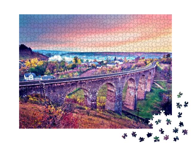 Beautiful Mystical Autumn Landscape with Ancient Viaduct... Jigsaw Puzzle with 1000 pieces