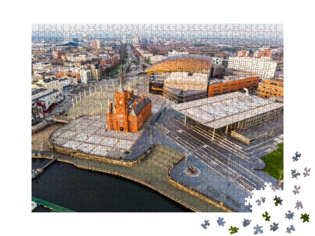 The Pierhead in Cardiff Down in the Bay from a Drone with... Jigsaw Puzzle with 1000 pieces