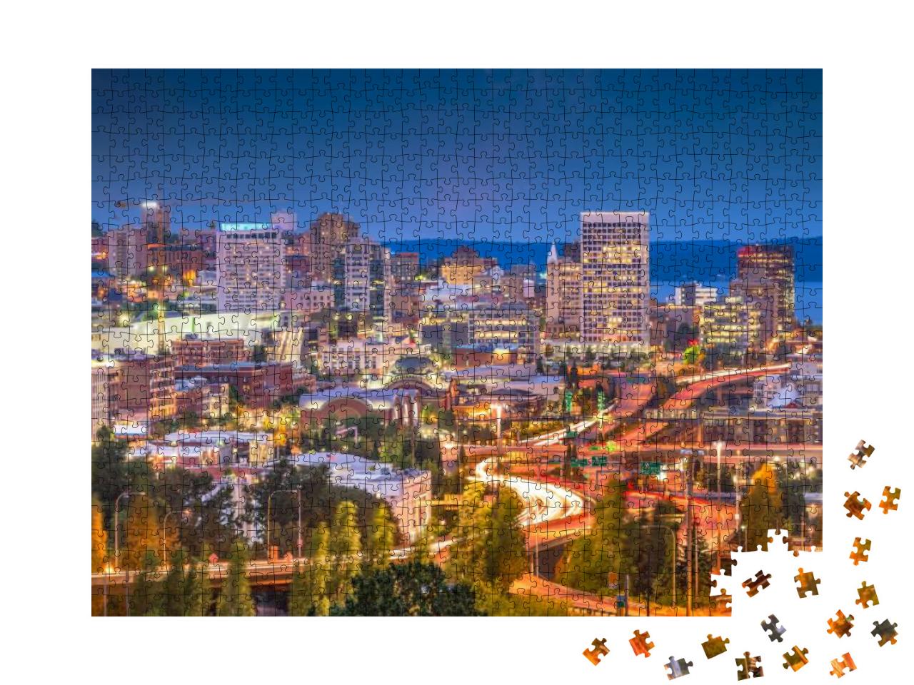 Tacoma, Washington, USA Skyline At Night... Jigsaw Puzzle with 1000 pieces