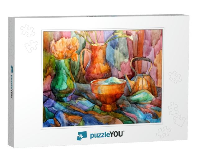 Still-Life Stained-Glass Watercolor... Jigsaw Puzzle