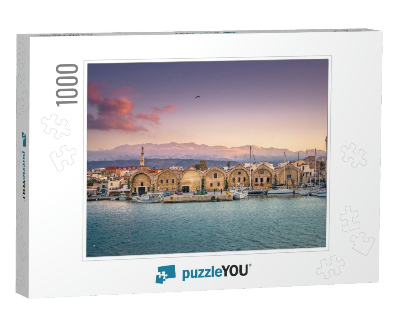 Panorama of the Beautiful Old Harbor of Chania with the A... Jigsaw Puzzle with 1000 pieces