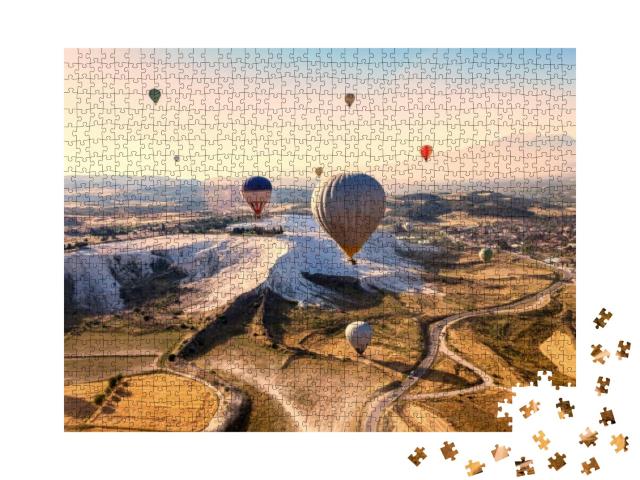 Vacation in Turkey Showing Hot Air Balloon Flying Across... Jigsaw Puzzle with 1000 pieces