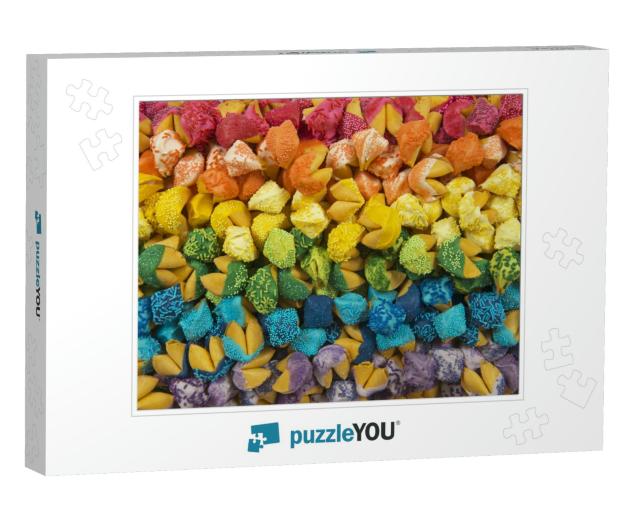 Rainbow Fortune Cookies Photo Collage Jigsaw Puzzle