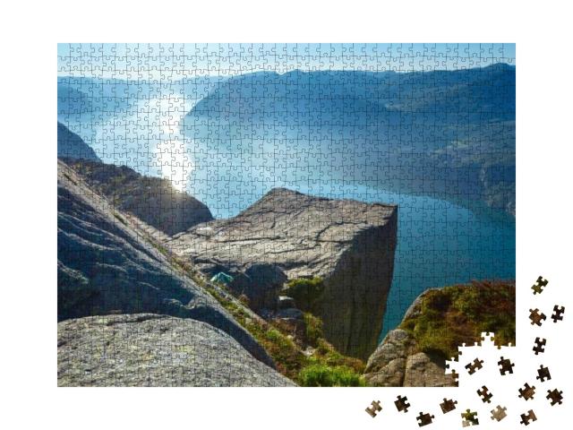 Preikestolen Massive Cliff Norway, Lysefjorden Summer Mor... Jigsaw Puzzle with 1000 pieces