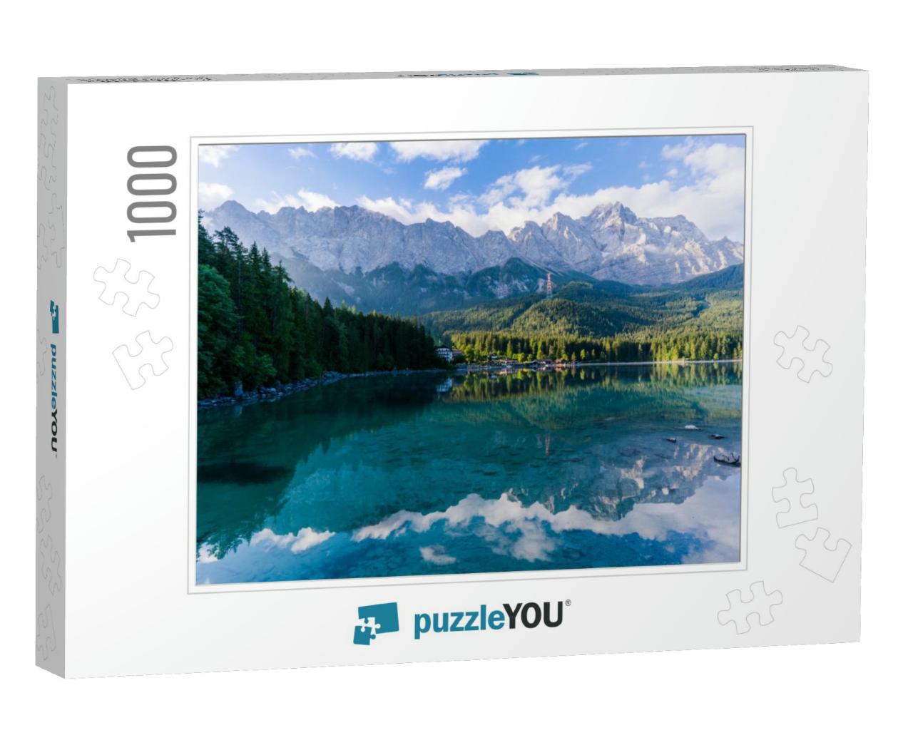 Beautiful & Cloudy Summer Sunrise on the Eibsee Lake in G... Jigsaw Puzzle with 1000 pieces