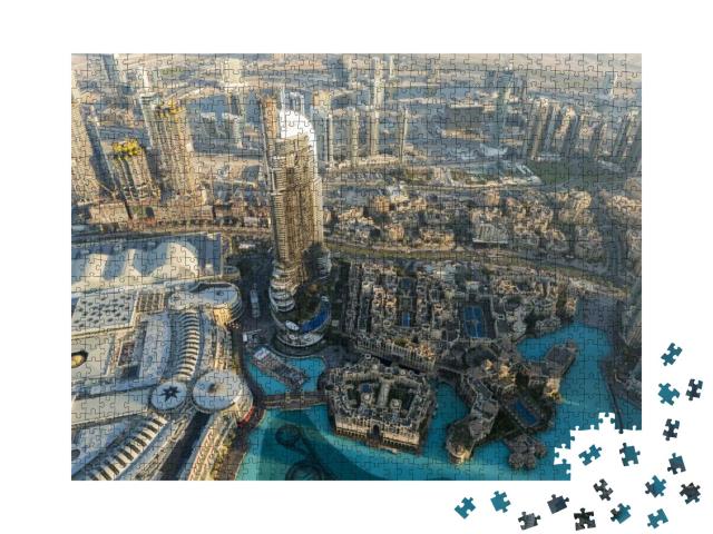 Amazing Panoramic Aerial View of Dubai City Downtown in t... Jigsaw Puzzle with 1000 pieces