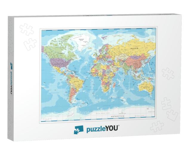 World Map Classic Color Political - Vector Detailed Illus... Jigsaw Puzzle
