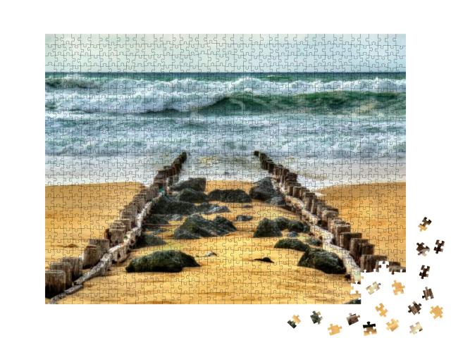 Beach on the Atlantic Ocean Near Seignosse - France, Aqui... Jigsaw Puzzle with 1000 pieces