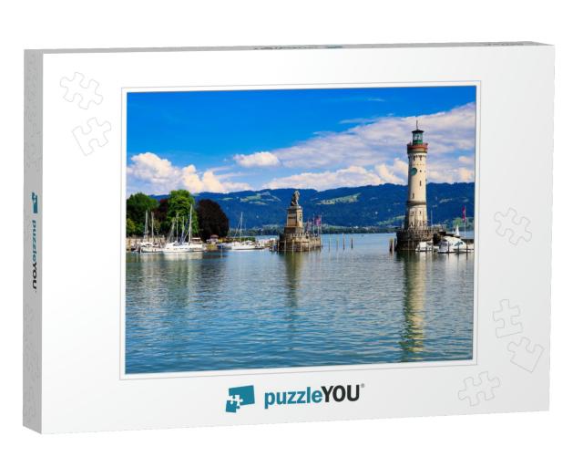 Picturesque Harbor of the Town Lindau At the Lake Constan... Jigsaw Puzzle