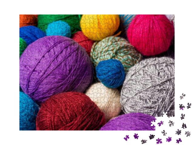 Wool Yarn Ball. Colorful Threads for Needlework. Colorful... Jigsaw Puzzle with 1000 pieces