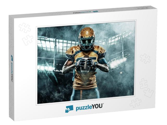 American Football Sportsman Player on Stadium with Lights... Jigsaw Puzzle