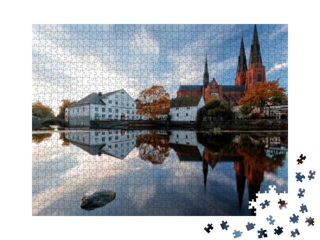 Two of Uppsalas Main Landmarks in One Frame. the Cathedra... Jigsaw Puzzle with 1000 pieces