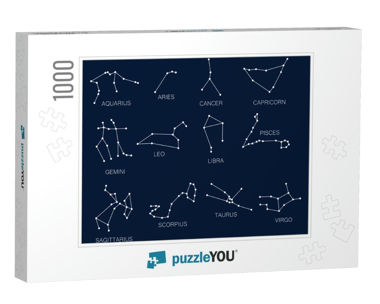 Constellations, Collection of 12 Zodiac Signs with Titles... Jigsaw Puzzle with 1000 pieces