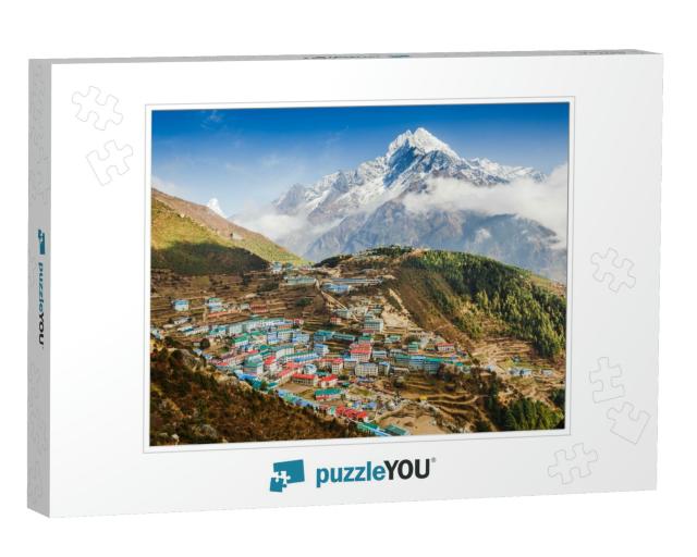View on Namche Bazar, Khumbu District, Himalayas, Nepal... Jigsaw Puzzle