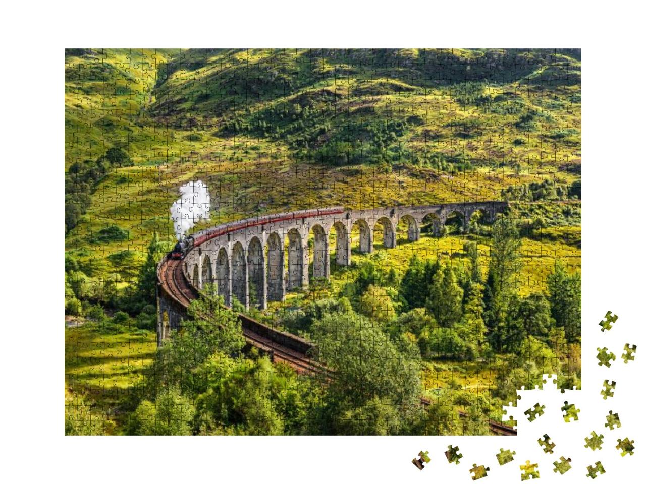Glenfinnan Railway Viaduct in Scotland with the Jacobite... Jigsaw Puzzle with 1000 pieces
