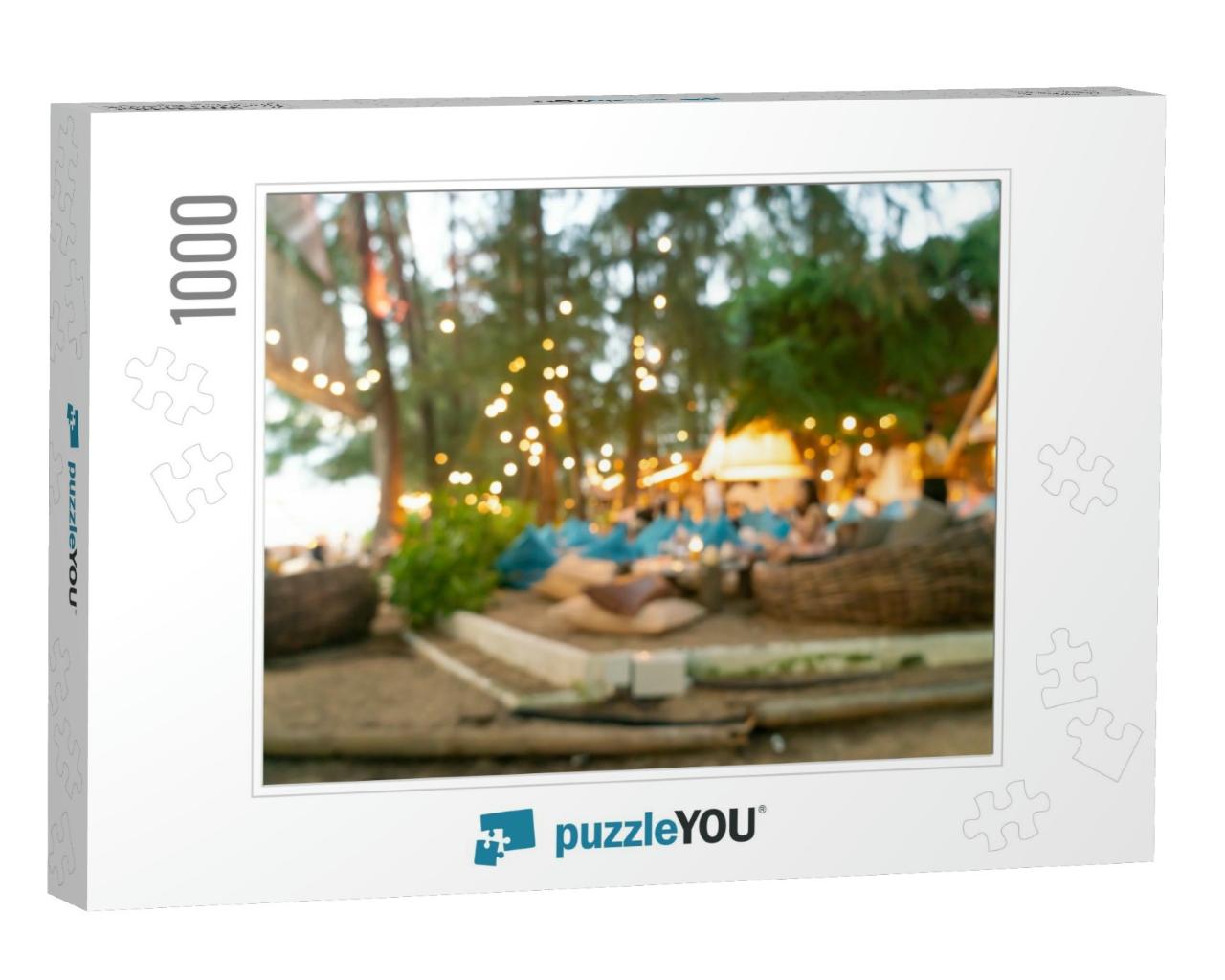 Abstract Blur Beach Cafe Restaurant with Bokeh Light for... Jigsaw Puzzle with 1000 pieces