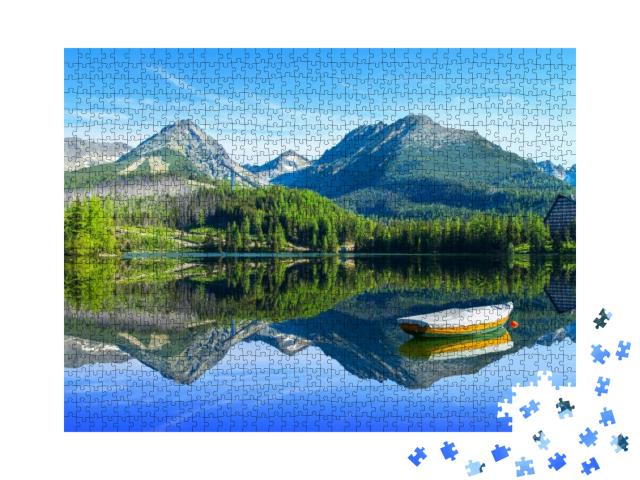 Mountain Lake Strbske Pleso in National Park High Tatra... Jigsaw Puzzle with 1000 pieces