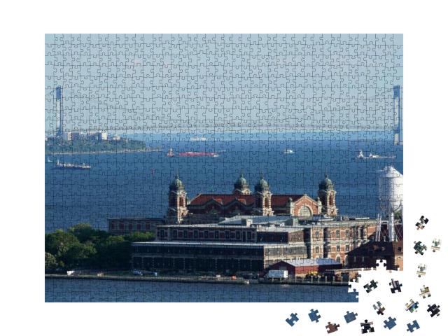 Ellis Island & Verrazzano-Narrows Bridge. New York... Jigsaw Puzzle with 1000 pieces