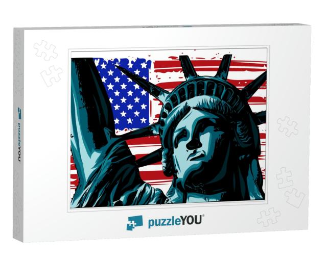 The American Liberty Statue Icon Vector Illustration... Jigsaw Puzzle