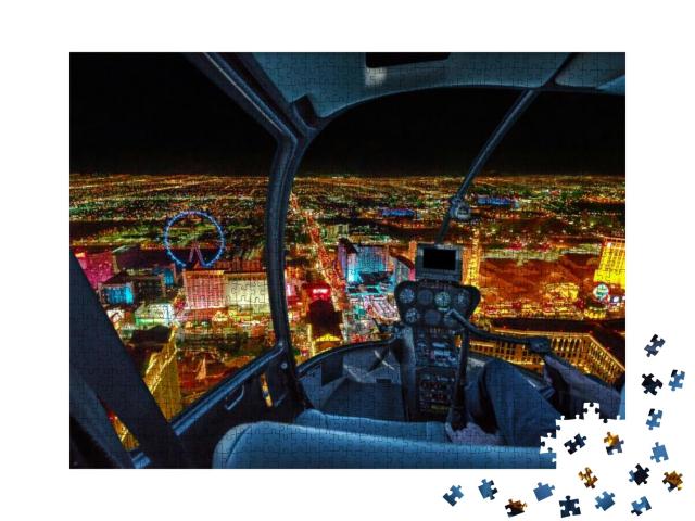 Helicopter Interior on Las Vegas Buildings & Skyscrapers... Jigsaw Puzzle with 1000 pieces