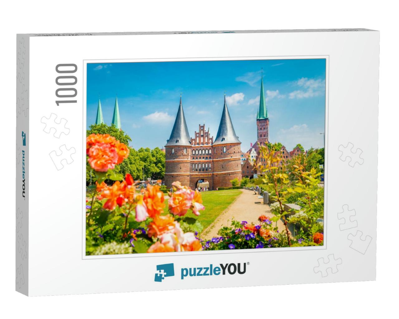 Idyllic Postcard View of the Historic Town of Luebeck wit... Jigsaw Puzzle with 1000 pieces