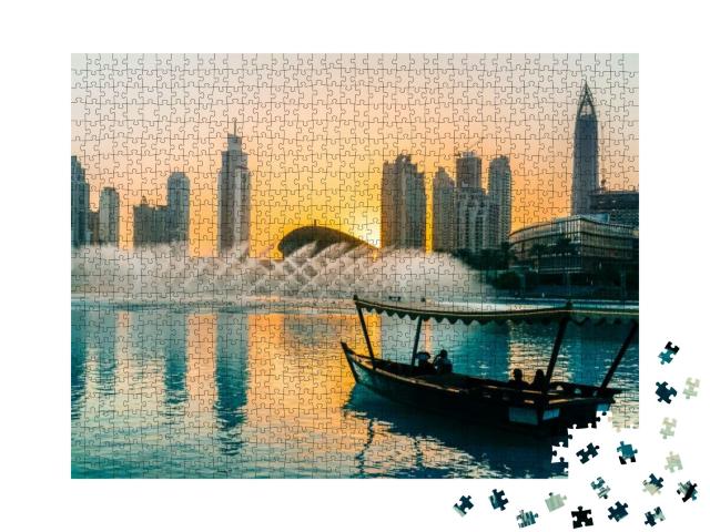 Singing Fountains in Dubai. Dubai Promenade Singing Fount... Jigsaw Puzzle with 1000 pieces