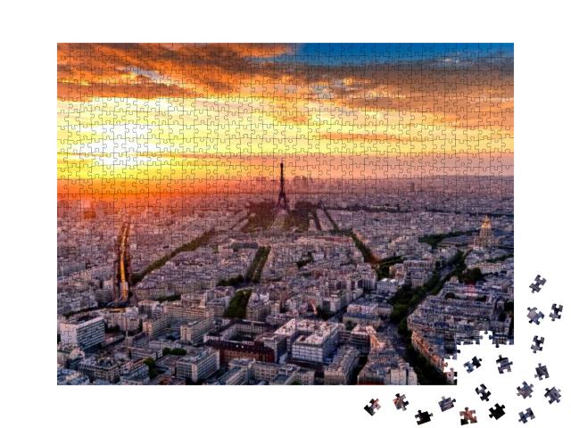 Aerial View of Paris At Sunset... Jigsaw Puzzle with 1000 pieces