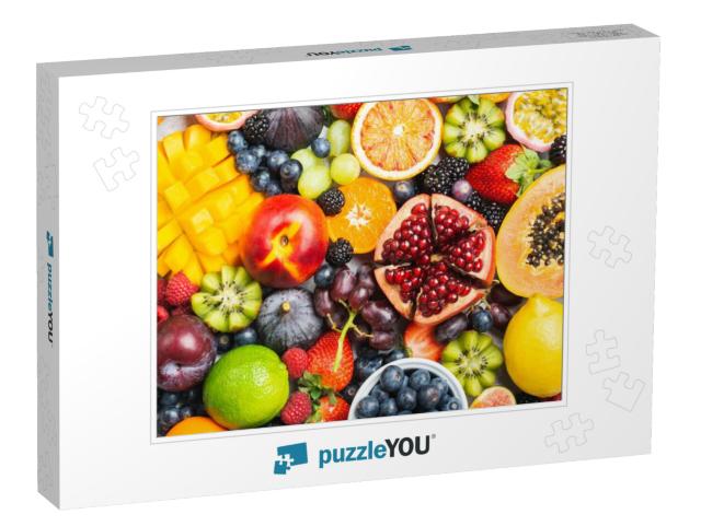 Delicious Healthy Fruit Background Mango Papaya Strawberr... Jigsaw Puzzle