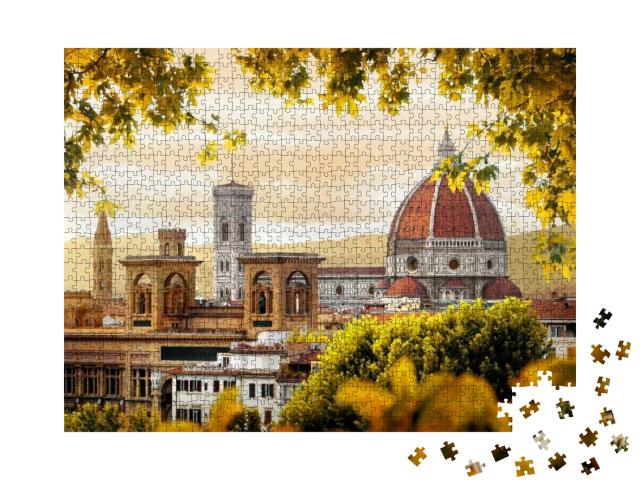 Cathedral of Saint Mary of the Flower in Florence in Autu... Jigsaw Puzzle with 1000 pieces