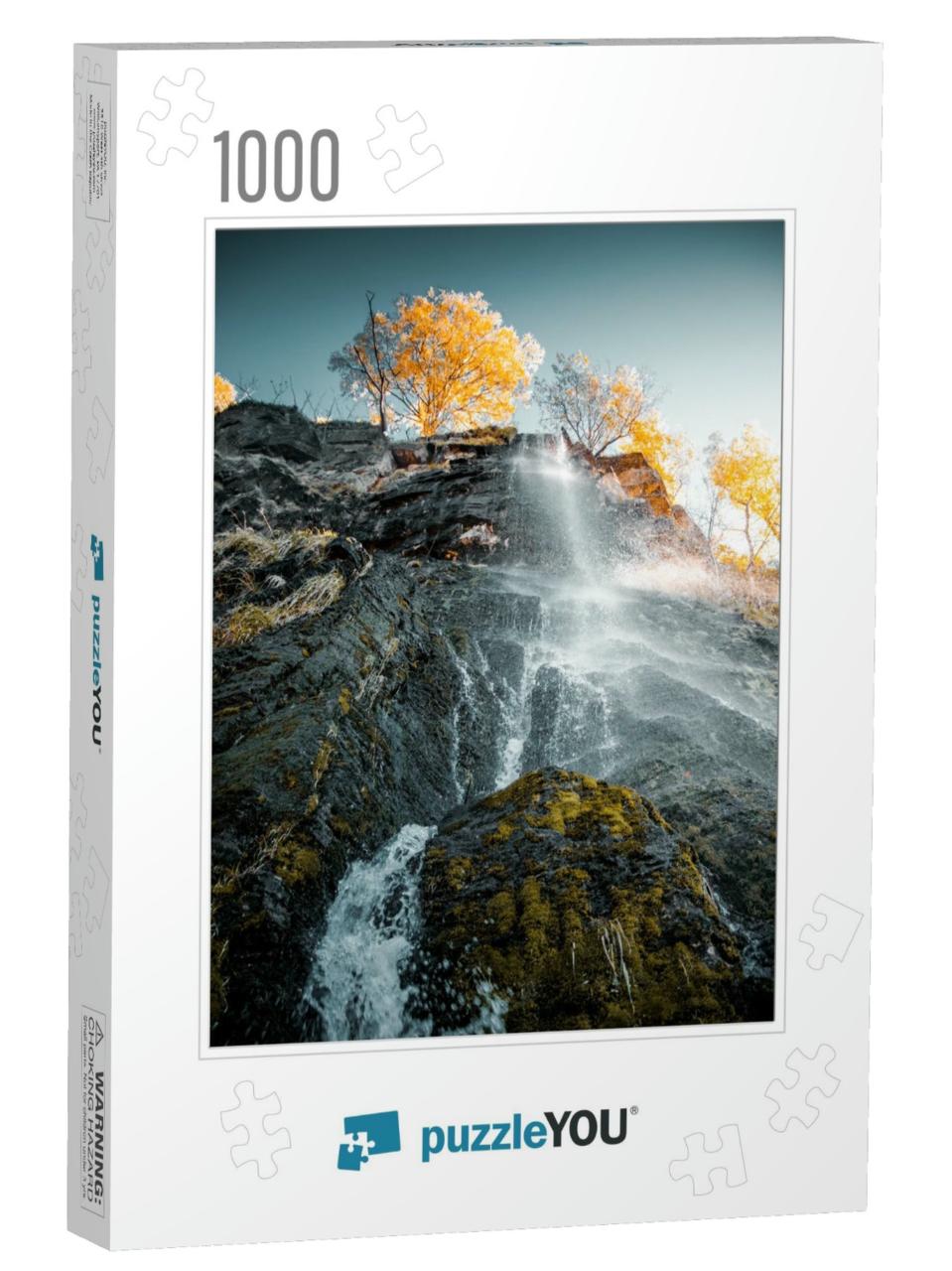 Wonderful & Beautiful Waterfall in the German Mountains w... Jigsaw Puzzle with 1000 pieces