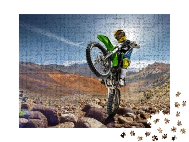 Professional Dirt Bike Rider Doing Wheely... Jigsaw Puzzle with 1000 pieces